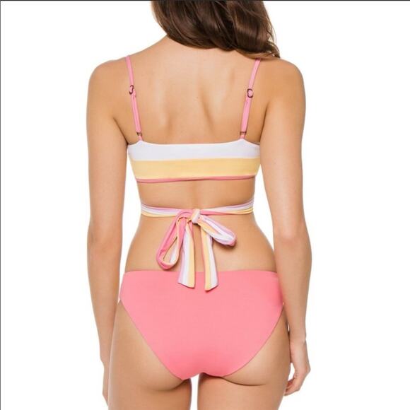 BECCA Radiant Side Stripe Colorblock Hipster Bikini Bottoms XS Striped Swim New - Picture 10 of 10